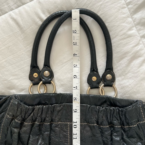 9🔥 MIU MIU BLACK VITELLO SHINE LEATHER GATHERED HOBO 🔥 - Picture 11 of 12